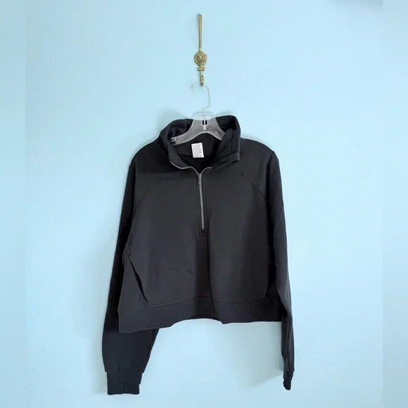 SOLD - All In Motion 1/2 Zip Pullover Sweatshirt, Black - Picture 3 of 5